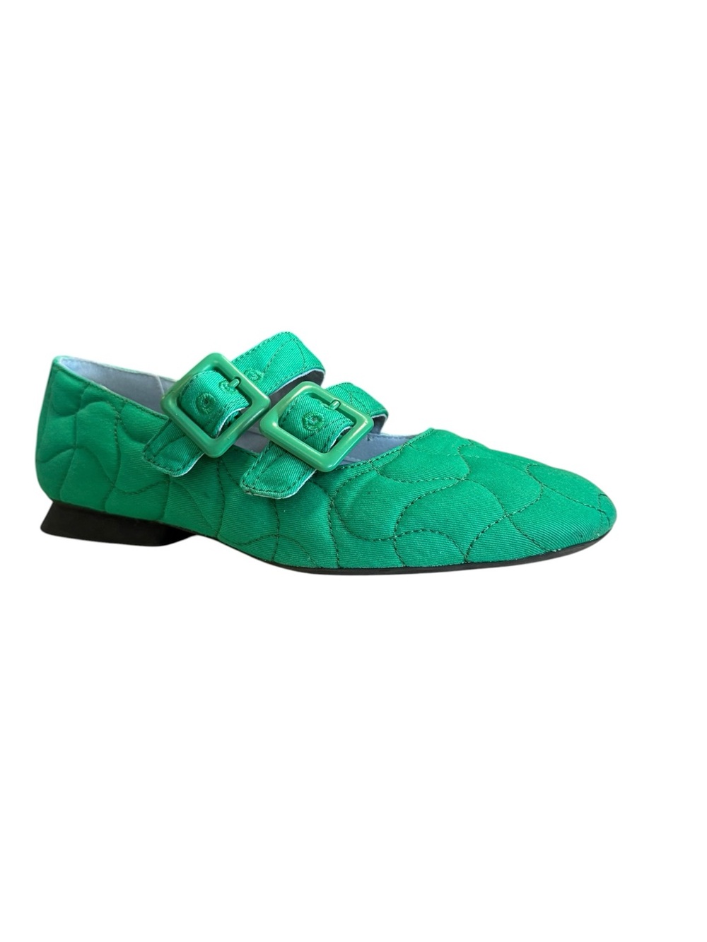 Camper Green Quilted Double Strap Mary Jane Flats EU 37 US 6.5 - Picture 3 of 8